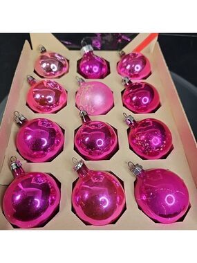 Vintage Glass Christmas Ornaments Balls Baubles Poland Germany Etc Pink Color